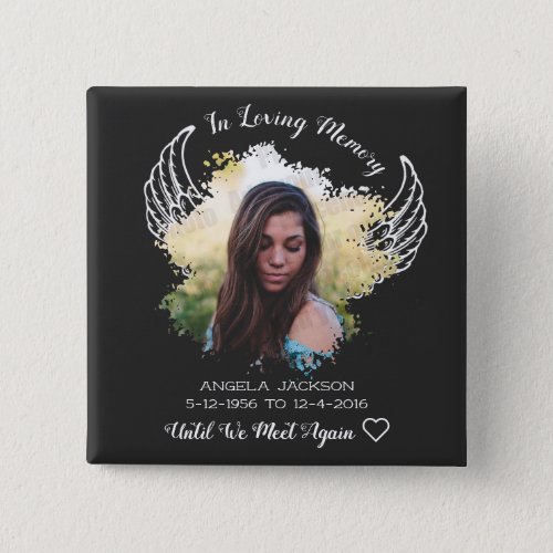In Loving memory angel wings photo Button