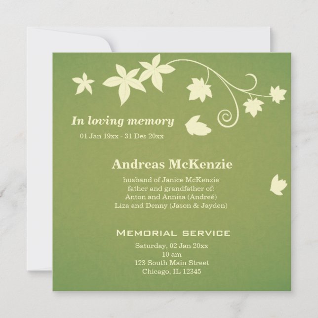 In Loving Memory Announcement (Front)
