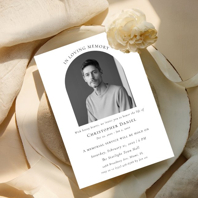 In Loving Memory Arch Photo Memorial Funeral Invitation (Creator Uploaded)