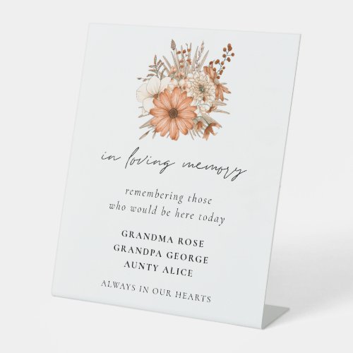 In Loving Memory Autumn Florals Names Wedding Pedestal Sign