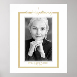 In Loving Memory B&W Golden Photo Service Dear Poster