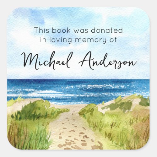 In Loving Memory Beach Book Donation Bookplate