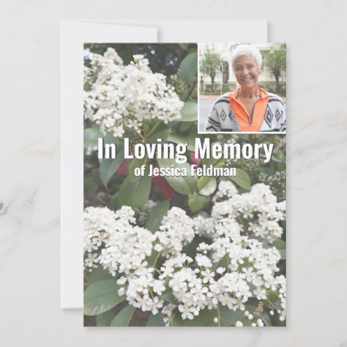 In Loving Memory Beautiful White Flowers Funeral Card