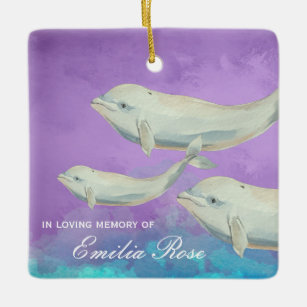 In Loving Memory Beluga Whale Family Memorial Ceramic Ornament