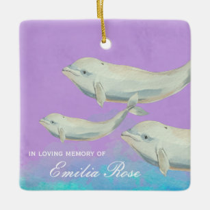 In Loving Memory Beluga Whale Family Memorial Ceramic Ornament