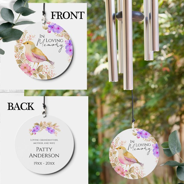 In Loving Memory Bird and Floral  Wind Chime (Creator Uploaded)