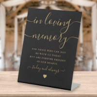 In Loving Memory Black And Gold Memorial Wedding Pedestal Sign
