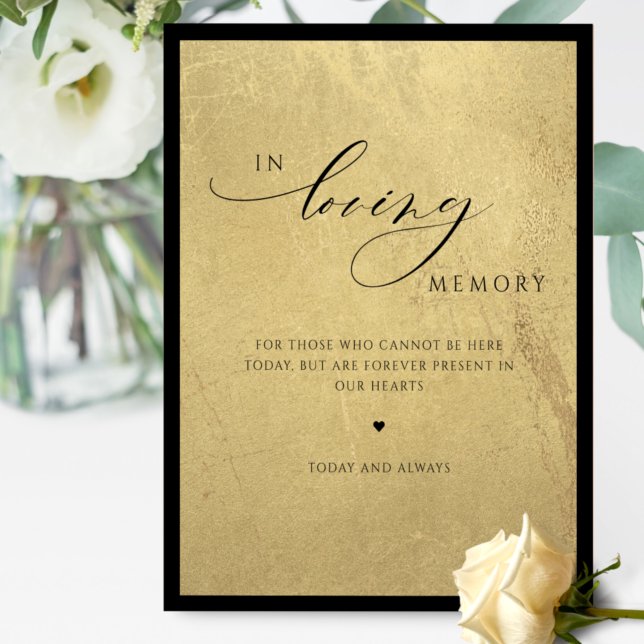 In Loving Memory, Black and Gold Wedding Sign (Creator Uploaded)