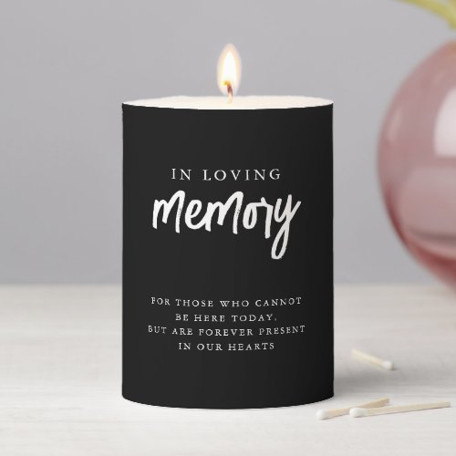 In Loving Memory Black and White Wedding Pillar Candle