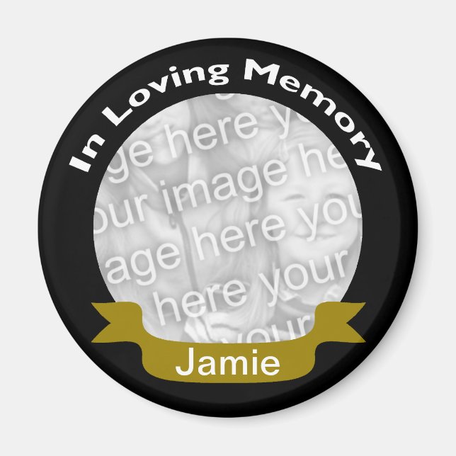In Loving Memory Black Gold Photo Magnet (Front)