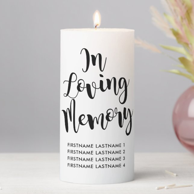 In Loving Memory Black Names List Pillar Candle (In Situ)