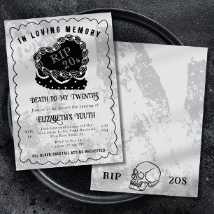 In Loving Memory Black Scribble Cake 30th Birthday Invitation