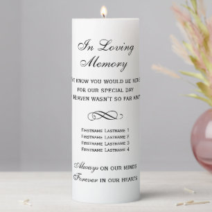 In Loving Memory Black Verse Wedding Pillar Candle
