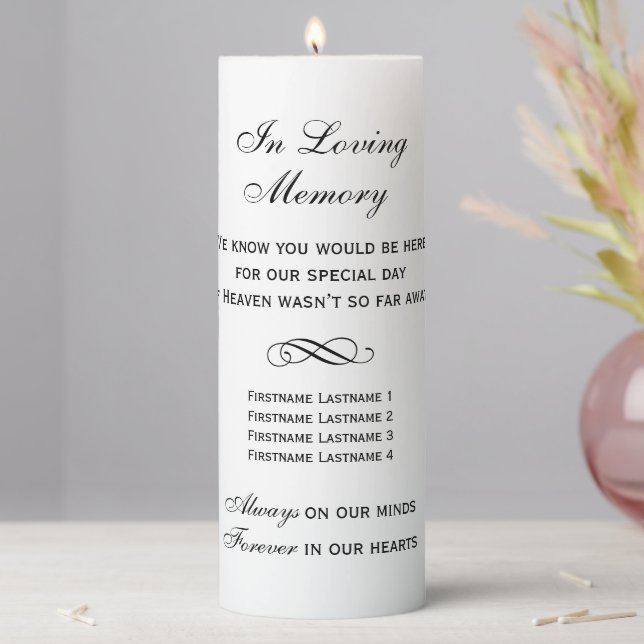 In Loving Memory Black Verse Wedding Pillar Candle (In Situ)