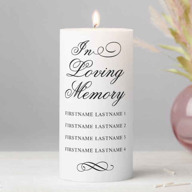 In Loving Memory Black Wedding Memorial Pillar Candle (In Situ)