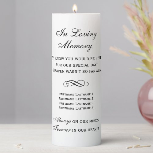 In Loving Memory Black Wedding Memorial Pillar Candle