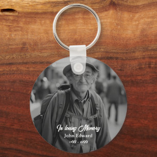 In Loving Memory Black White Photo Tribute Keychain