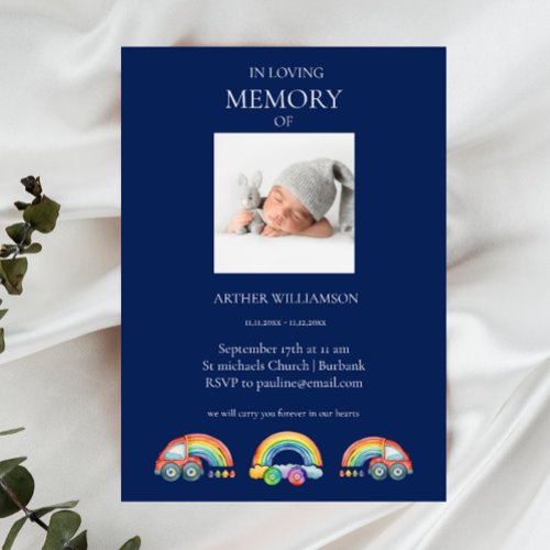 In loving memory blue child funeral  invitation