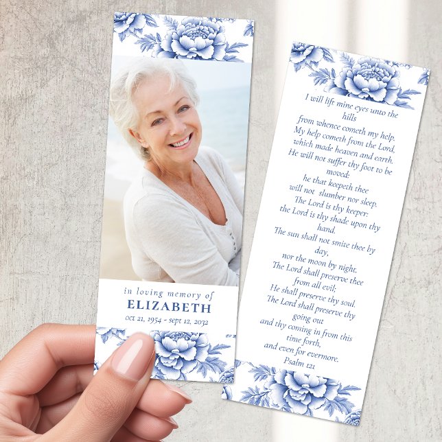 In Loving Memory Blue Floral Prayer Memorial Bookmarks (Creator Uploaded)