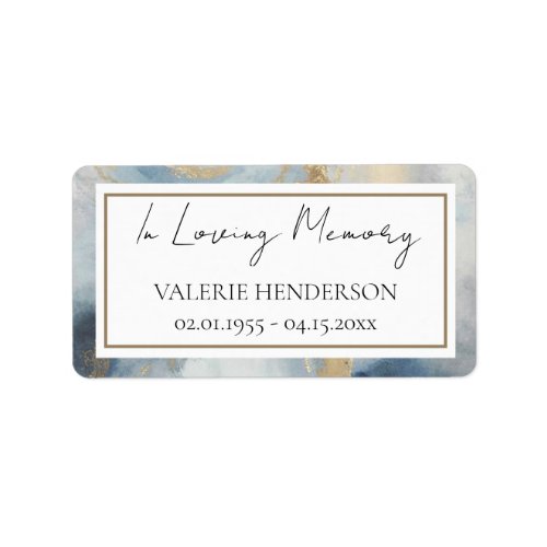 In Loving Memory blue gold candle stickers 