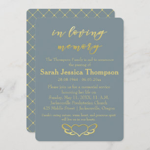 In Loving Memory - Blue & Gold Memorial Service Invitation