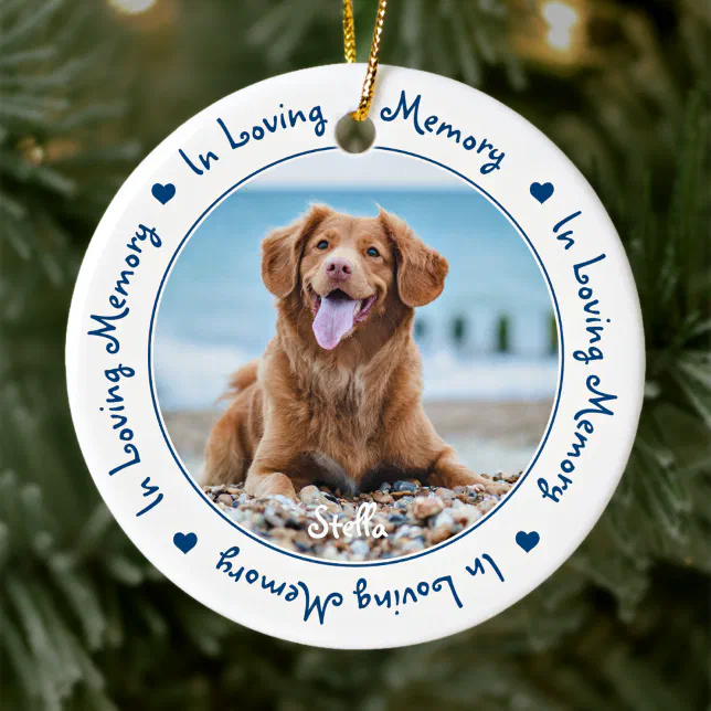 In Loving Memory Blue Keepsake Pet Memorial Ceramic Ornament | Zazzle
