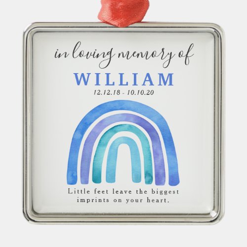 In Loving Memory Blue Rainbow Child Remembrance Metal Ornament