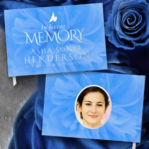 In loving memory blue rose silver remembrance foil guest book 