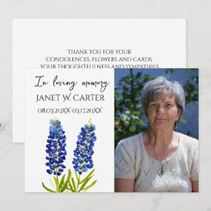 In Loving Memory Bluebonnets Texas Floral Funeral Invitation