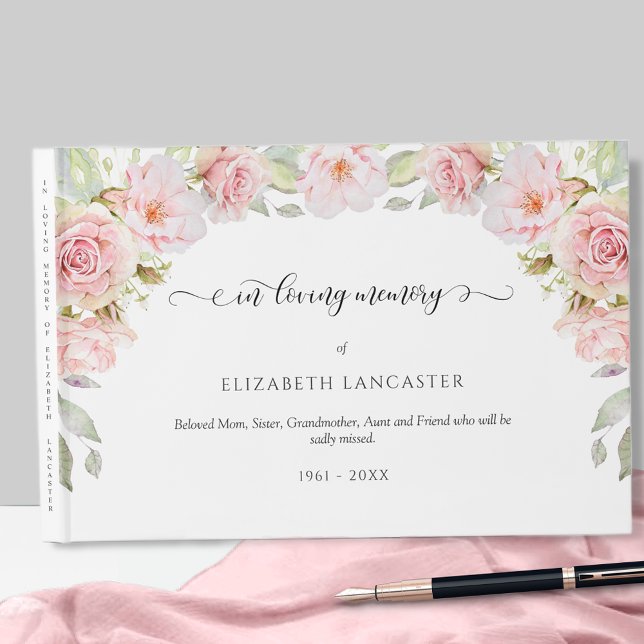 In Loving Memory Blush Floral, Funeral Guest Book (Creator Uploaded)