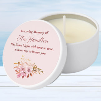 In Loving Memory Blush Pink Floral Mini Candle Favors