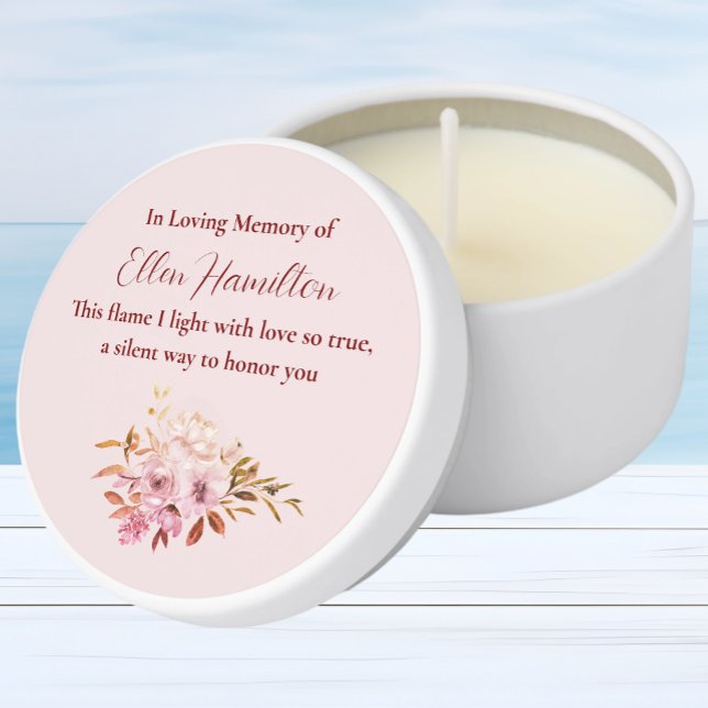 In Loving Memory Blush Pink Floral Mini Candle Favors (Creator Uploaded)