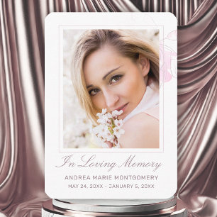 In Loving Memory Blush Pink Floral Photo Funeral Business Card