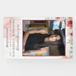 In Loving Memory Blush Red Flower Funeral Banner