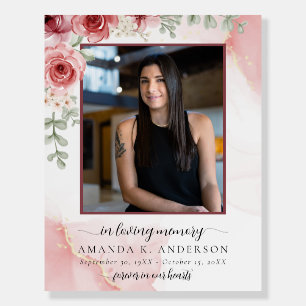 In Loving Memory Blush Red Flower Funeral Foam Board