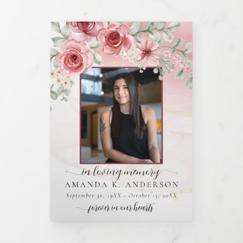 In Loving Memory Blush Red Flower Funeral