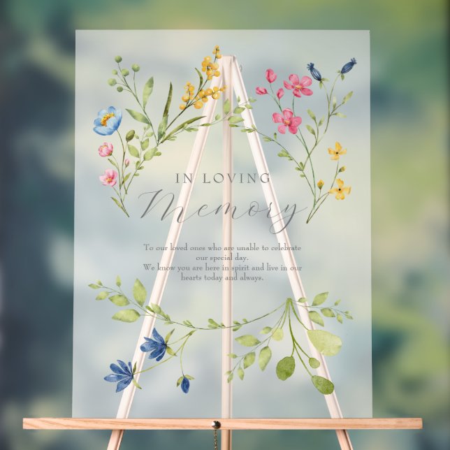 In Loving Memory Boho Wedding Memorial Acrylic Sign (Neutral)