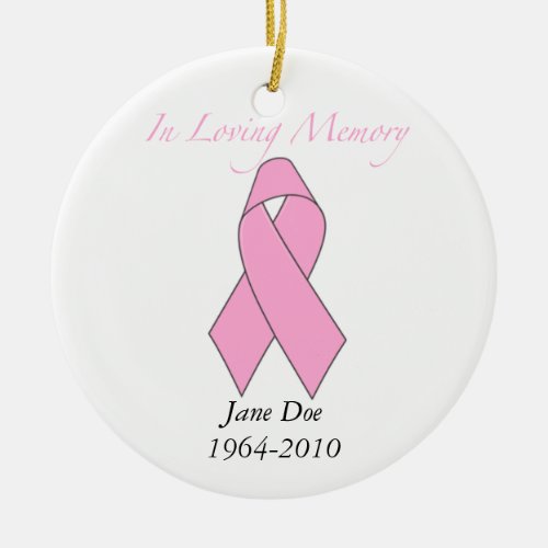 In Loving Memory Breast Cancer Ceramic Ornament