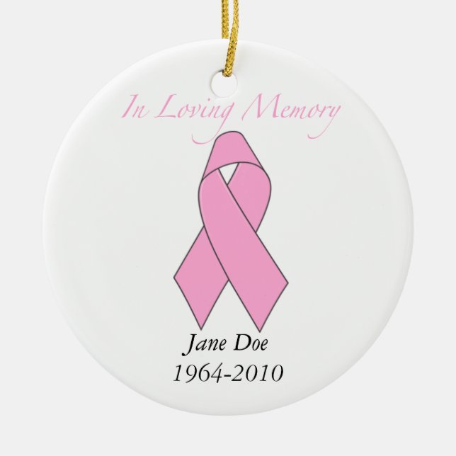 In Loving Memory, Breast Cancer Ceramic Ornament (Front)