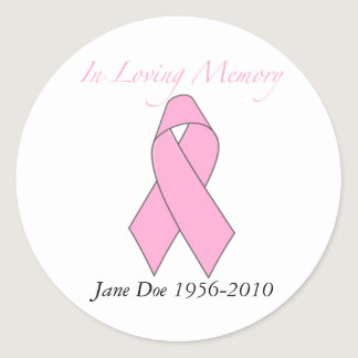 In Loving Memory, Breast Cancer Classic Round Sticker