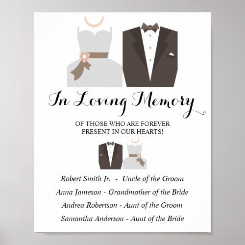 In Loving Memory Bride  Groom Wedding Sign