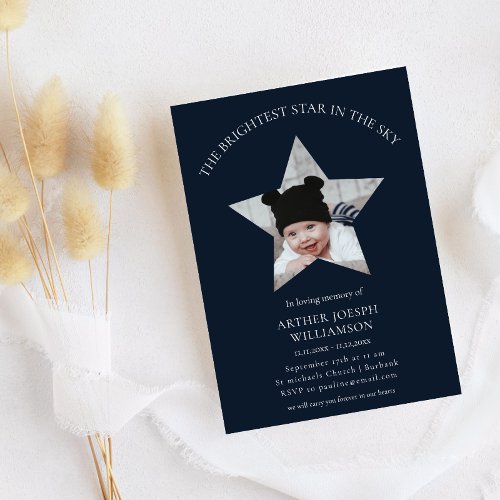 in loving memory brightest star child funeral  invitation