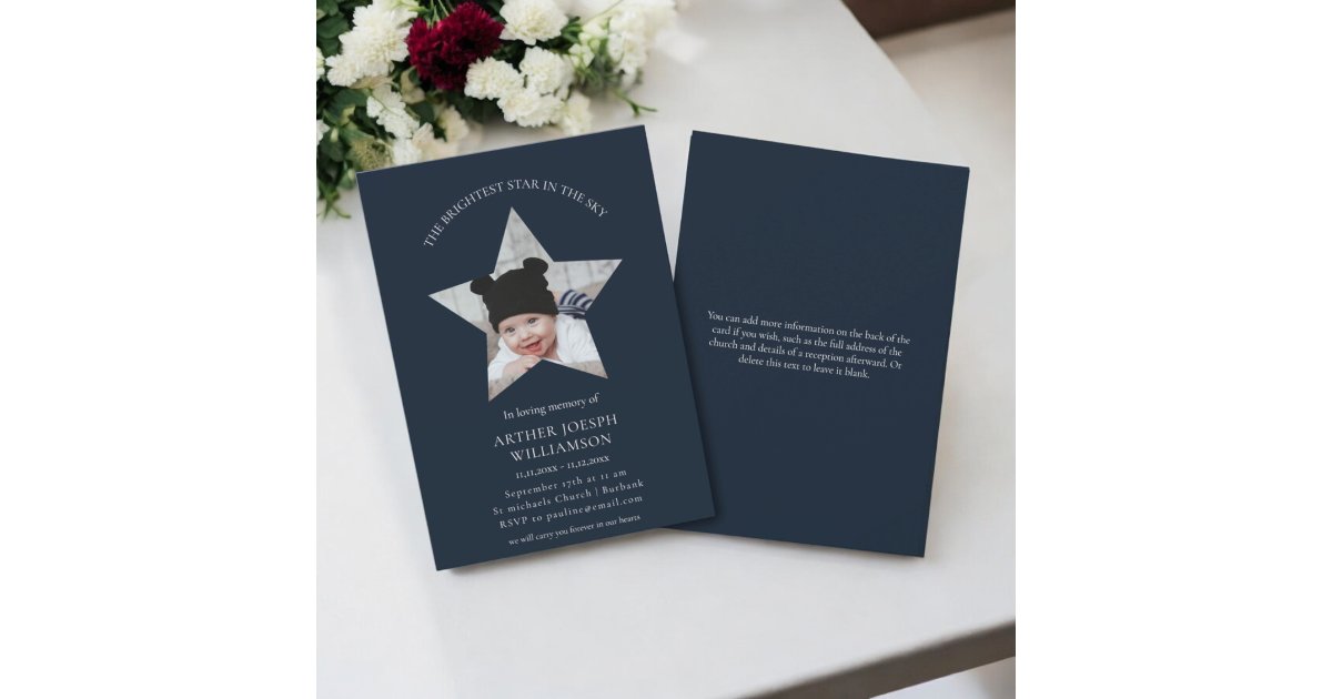in loving memory brightest star child funeral invitation Zazzle