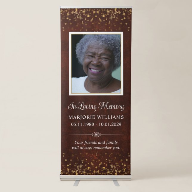 In Loving Memory Burgundy Maroon Custom Photo Retractable Banner (Front)