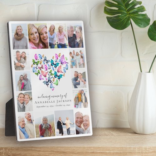 In Loving Memory Butterfly Heart Photo Collage Plaque