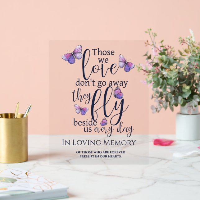 In Loving Memory Butterfly Wedding Memorial Acrylic Sign (Wedding)