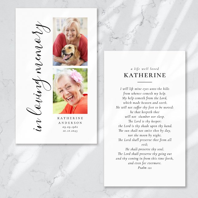 In Loving Memory Calligraphy 2 Photo Prayer Card (Creator Uploaded)