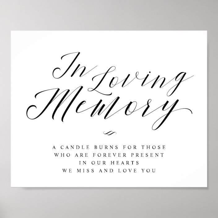 In Loving Memory Calligraphy Script Memorial Sign | Zazzle.com