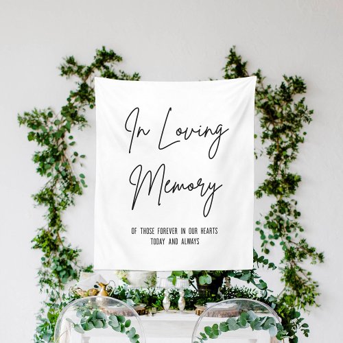 In Loving Memory Calligraphy White Wedding Sign Tapestry
