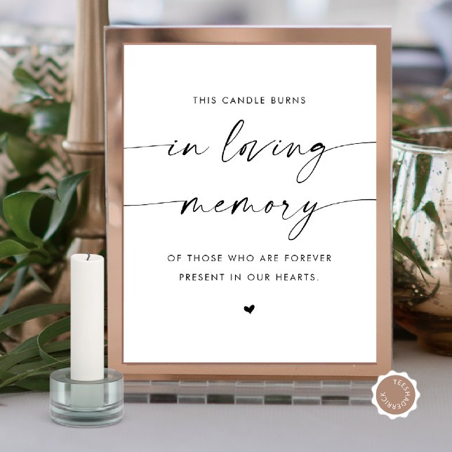 In Loving Memory Candle, Wedding Memorial Table Poster (In Loving Memory Candle Burns, Wedding Memorial Table Sign, Digital Download, Modern script)